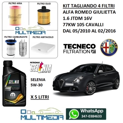Kit Tagliando Compatibile Con Alfa Giulietta 1.6 Jtdm 16v 105cv 77kw - Foto 13