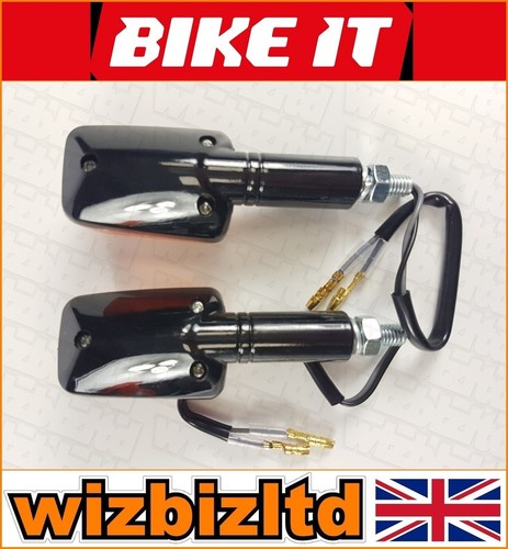 Mini indicadores universales Bikeit largos negros con marca E con lente ámbar INDMLBLK - Imagen 7 de 12