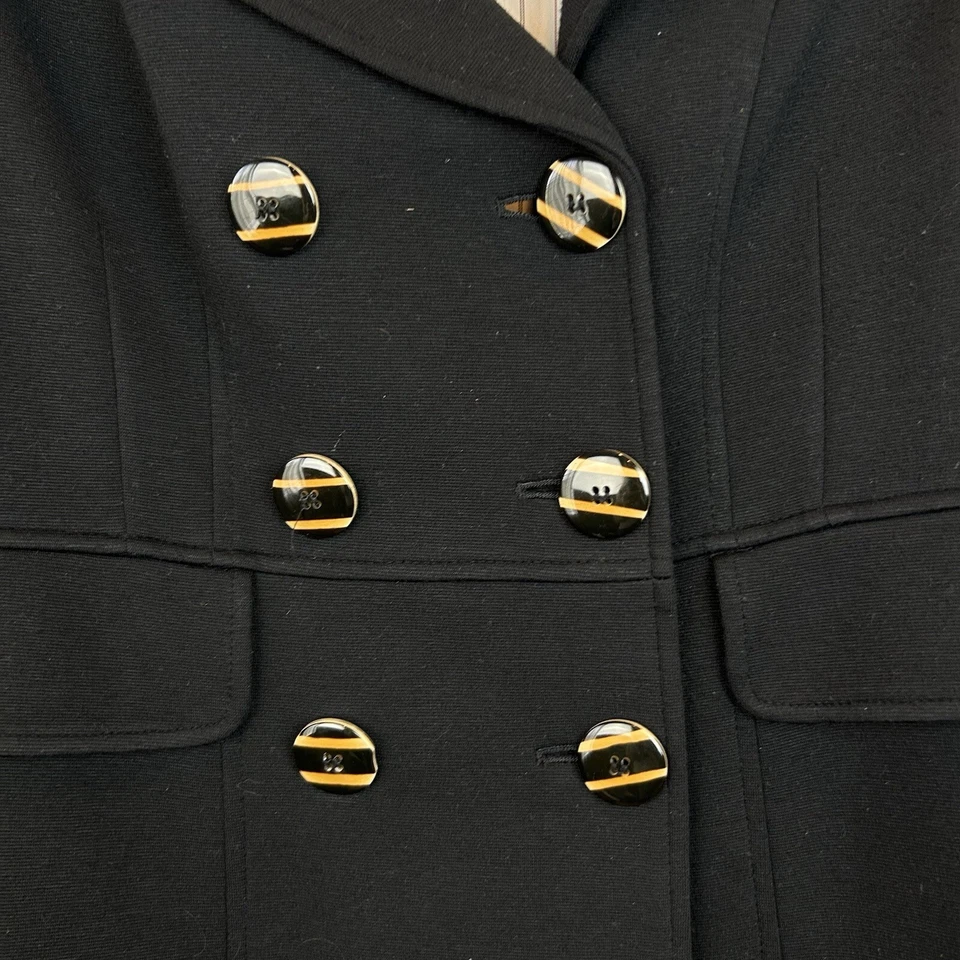 Chaqueta Alfani Mujer 12 Negra Doble Pecho Medio Blazer Corpcore Abrigo Guisante Leer Foto 4 de 4