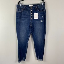 KanCan Winston High Rise Ankle Skinny Jeans XL Blue Denim Stretch Distressed