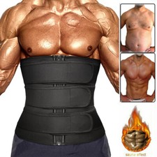 Mens Waist Trimmer Belt Trainer Slim Body Sweat Wrap Back Lumbar Support Girdle