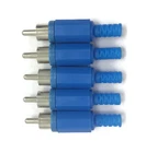 5 Blue Phono / RCA Plugs Connectors Stereo