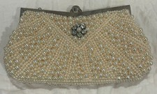 Artificial Pearl Bead Rhinestone Evening Clutch Cocktail Party Purse Light Pink