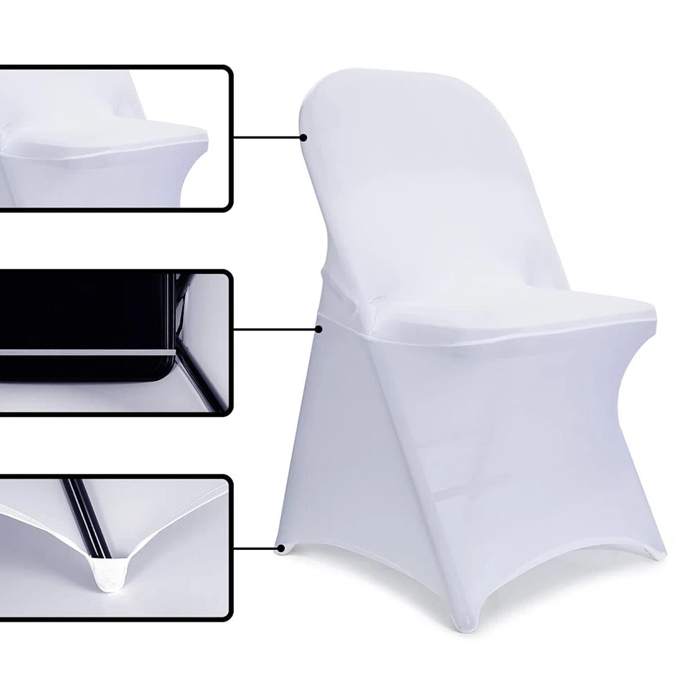 White Spandex Folding Chair Cover Wedding Party in 10/30/50/100 pcs - Image 3 of 3