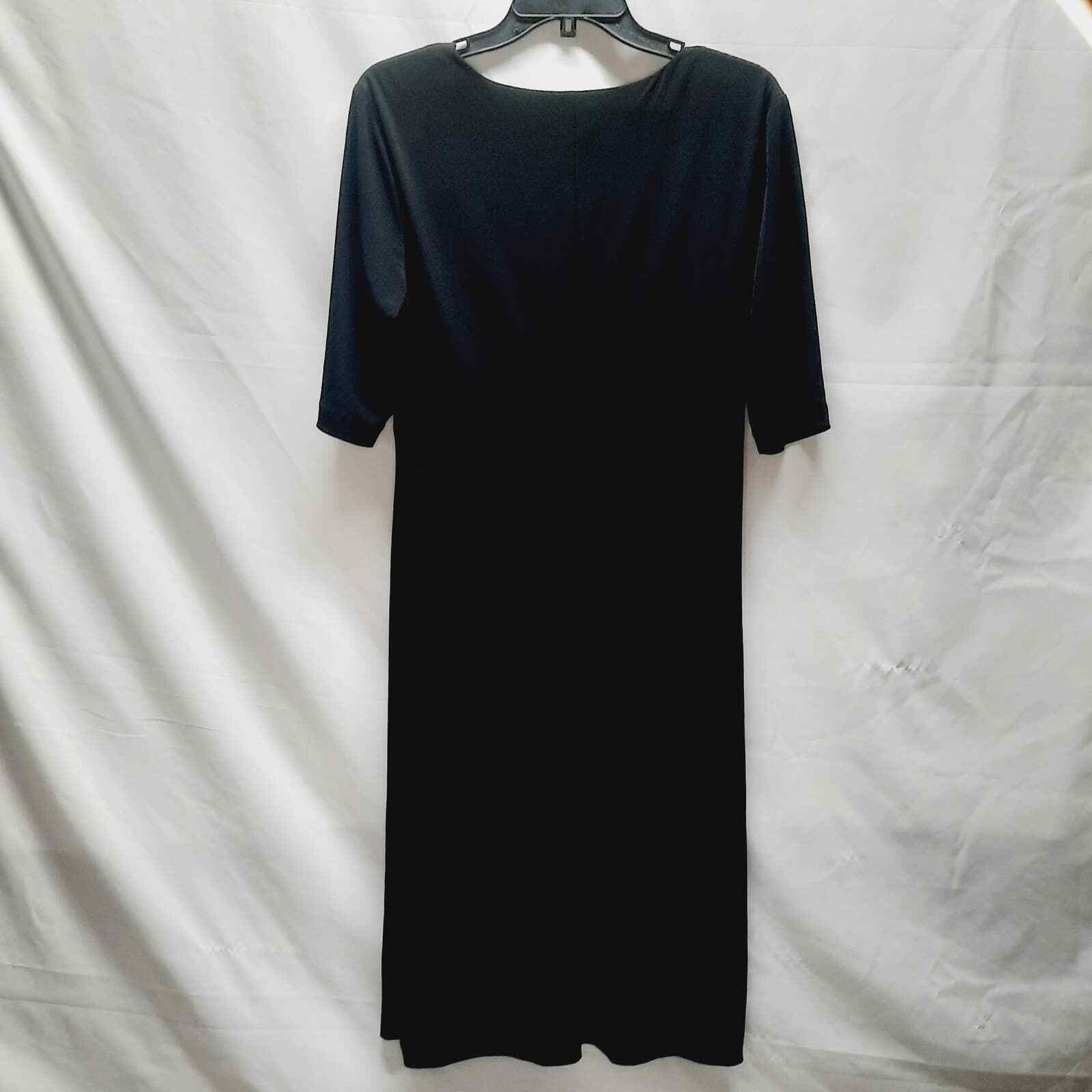 Connected Apparel Black Tan Patterned Wrap Top Sl… - image 2