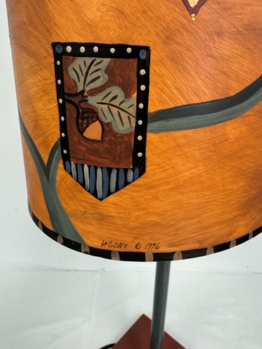Vtg 1996 JANNA UGONE 24” H Table Steel Lamp Small Oval Shade Rust Landscape RARE - Picture 6 of 15