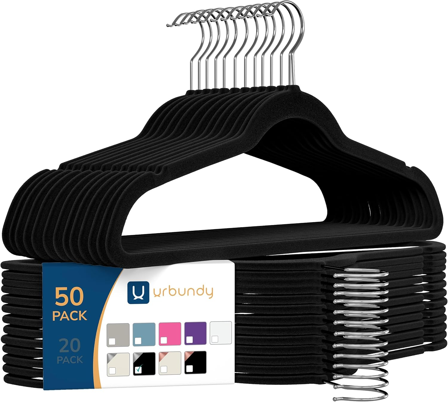 50-Pack Black Velvet Slim Non-Slip Clothes Hangers for Wardrobe-image