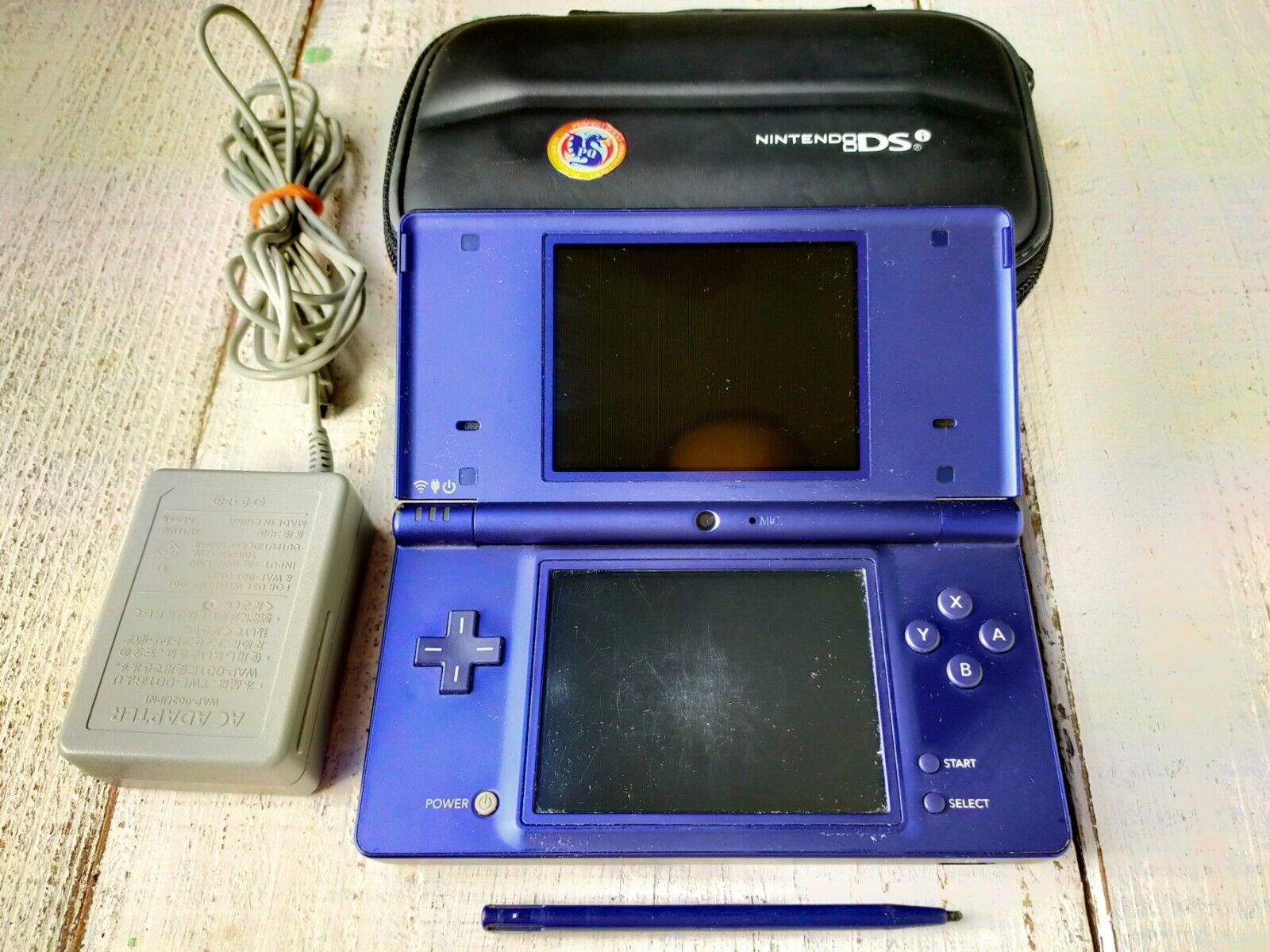 Nintendo DSi Portable Metallic Blue Console + 8 Japanese Games Working Good