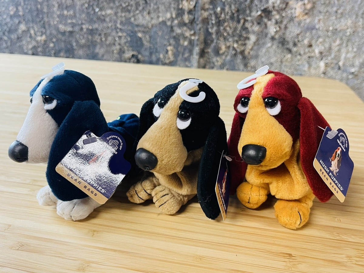 【特大・激レア】50周年記念 Hush Puppies バセットハウンド Lot Of 3 Applause Hush Puppies Plush Bean Bag Basset Hounds Blue