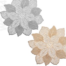 Tischset Platzdeckchen Platzset rund abwaschbar GOLD / SILBER Kunststoff Blume