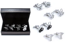 Doctor Dr Stethoscope Caduceus Asclepi MD 4 Pairs Cufflinks Fancy Gift Box