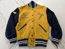 VTG 50s 60s Letterman Varsity Wool Jacket Cheerleader Women's Medium Maize Blue