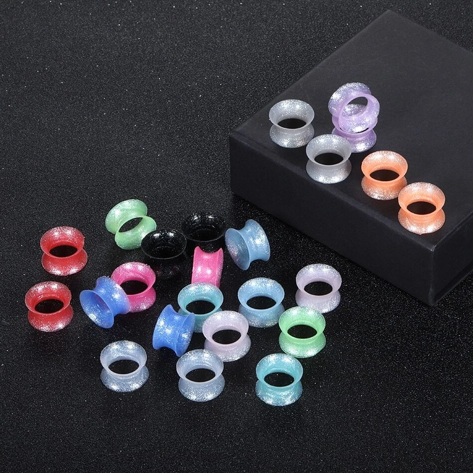 Tapones medidores de oído bomba dorada silicona ultra delgado tapón de estiramiento de oreja túneles Foto 4 de 4