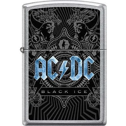 Zippo Windproof Metal Design Fire Lighter - Blue ACDC Black Ice