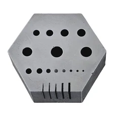 Hexagonal Riveting Anvil with 15 Holes and 5 Serrations Jeweler's Staking Anvil
