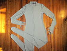 Plus Size Shiny Gray Long Sleeve T Neck Footed Unitard W/Hands Sz 2XL-16-18 New