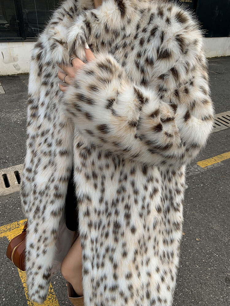 Cheetah Coat Real Snow Leopard Fur Coat KARL LAGERFELD PARIS Faux