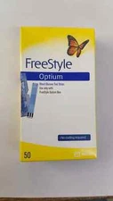 Abbott FreeStyle Optium Blood Glucose Test Strips 50 Strips -Free Shipping