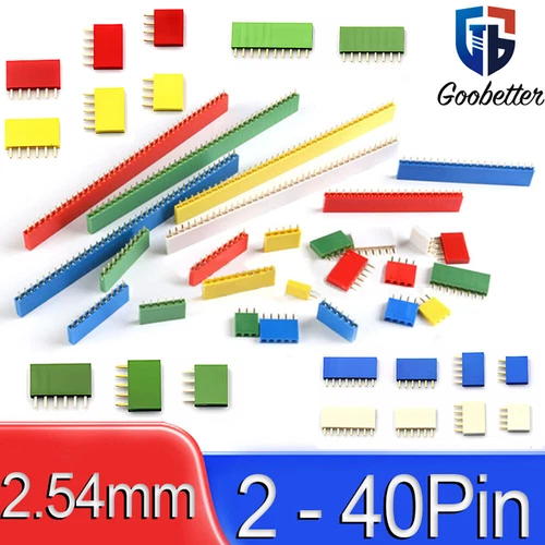 Buchsenleiste Einreihig Bunt 2,54mm 2 - 40 Pin Polig Gerade Pin Header Female