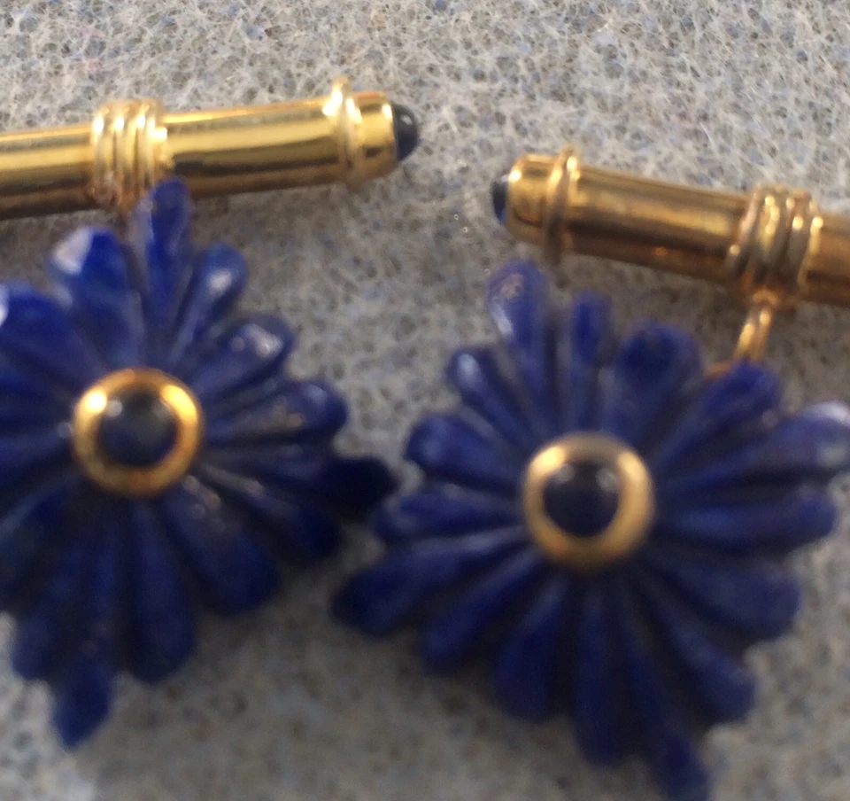GEMELOS DORADOS ZAFIRO Y LAPISLÁZULI VINTAGE Foto 3 de 4