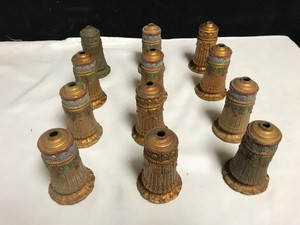 Lot Of 12 Vintage Brass Ceiling Light Canopy Cap Chandelier Parts