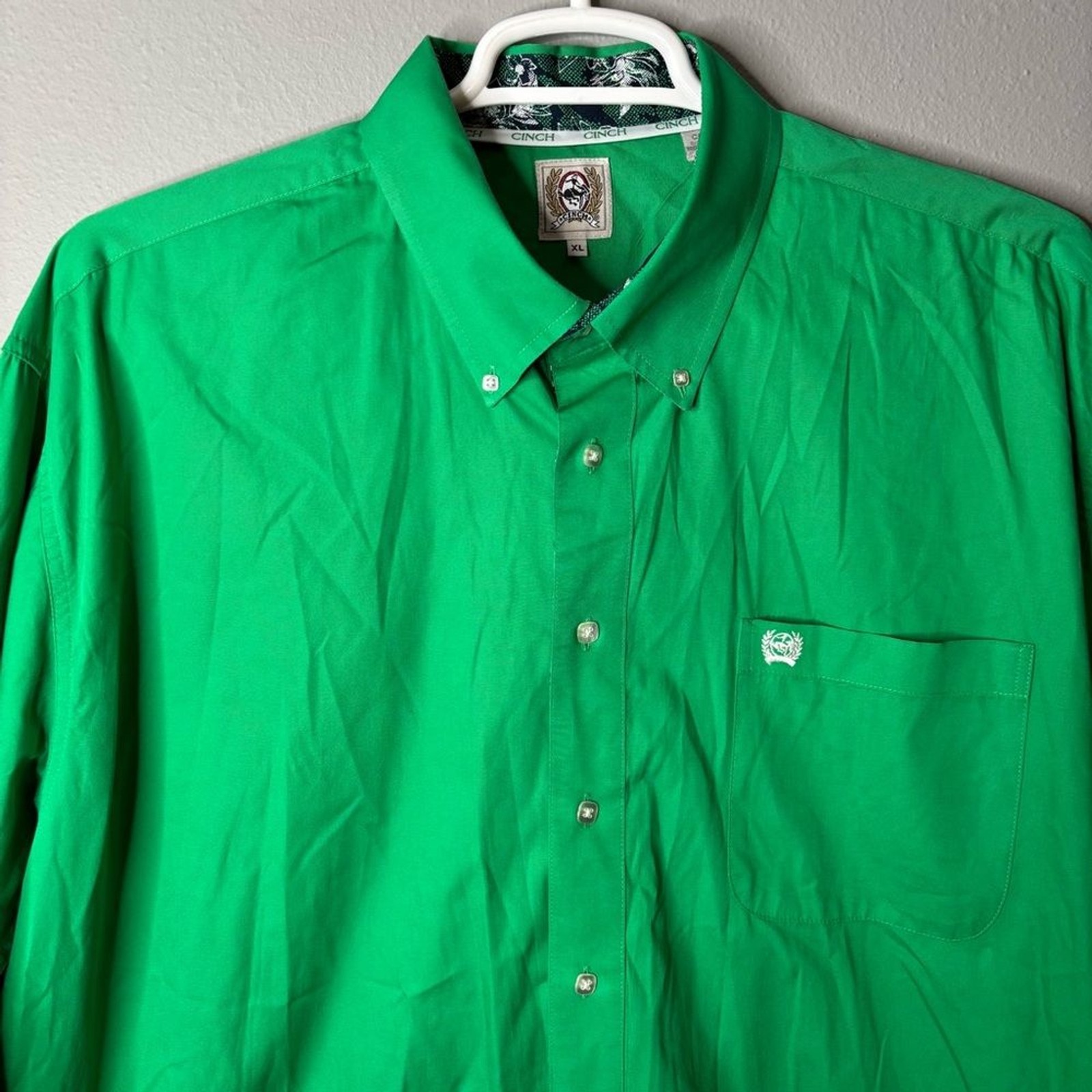 Cinch Square Button Down Green Western Shirt Size… - image 7