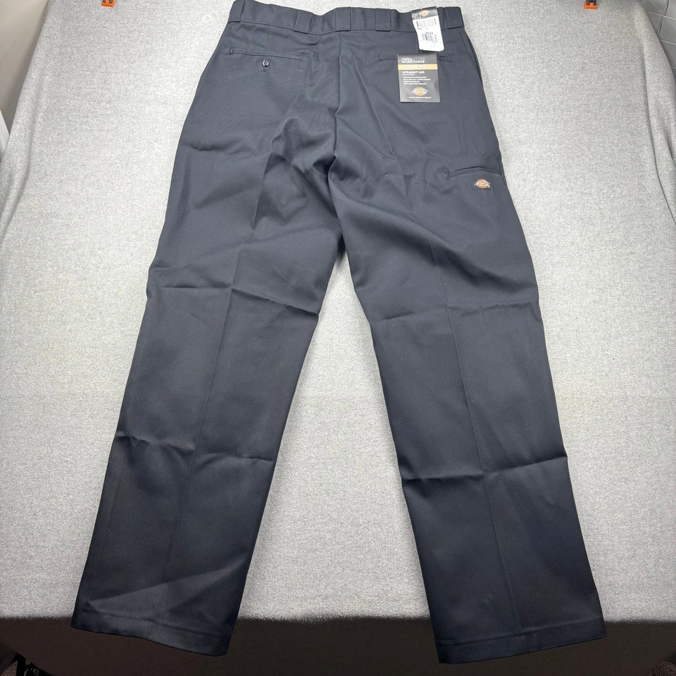 NEW Dickies Double Knee Work Pants Mens 38x34 Black Loose Fit Straight Leg Twill - Image 2 of 4