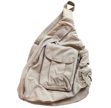 Vintage Y2K Gap Sling Backpack Khaki Cotton Canvas Tactical Cargo Crossbody Bag