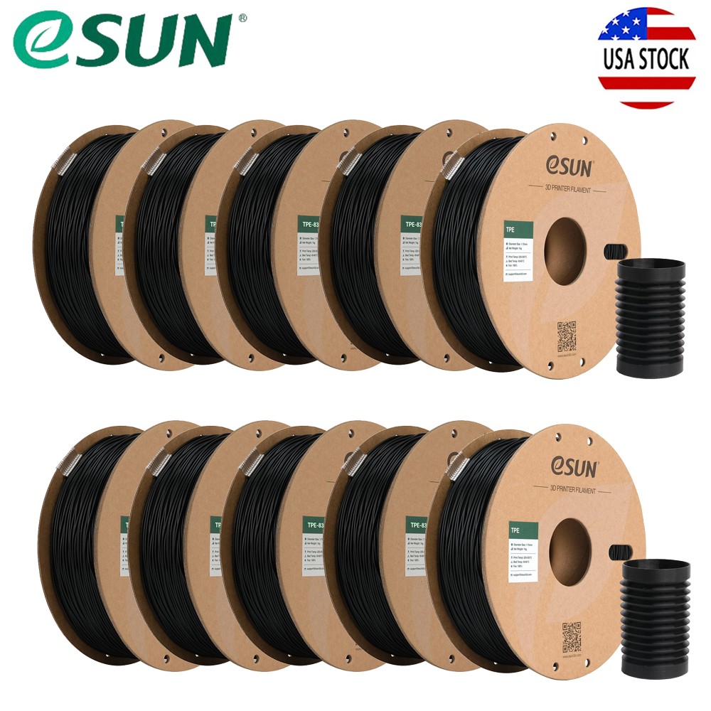 2/4/10KG eSUN TPE-83A 3D Printer Filament Flexible TPE Filament 1.75mm Black Lot