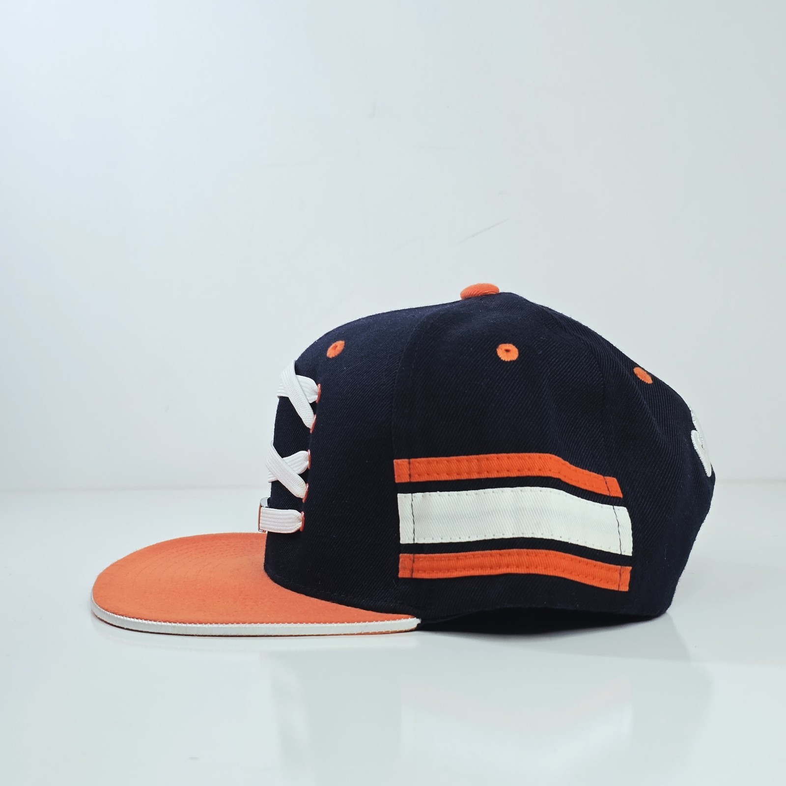 LACER Chicago Snapback Hat Lace-Up Front Navy Orange White Adjustable OS image 2