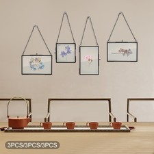 9PCS Brass Glass Frame for Pressed Flowers Wall Mount Glass Display Frame