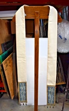 Used White and Blue Stole for your Vestment, Clean! (#1897) Chalice Co.