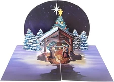 Nativity Pop Up Card, 3d Pop Up Greeting Cards 6 x 8 In, Religious Christmas Car