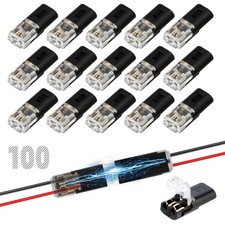 100Pcs Double Wire Plug in Connector, 2Pin Low Voltage Wire Connectors with L...