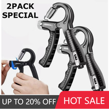 2 Hand Grip Strengthener Power Trainer Gripper Strength Adjustable Gym Exerciser