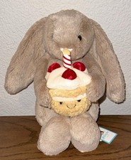 Jellycat Bashful Beige Bunny Birthday Plush w/ Dust Bag NWT 100 AUTHENTIC Med