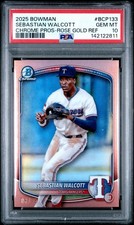 2025 Bowman Chrome Sebastian Walcott Rose Gold Refractor  SSP /15 PSA 10 POP 4