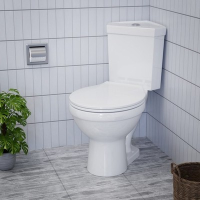 White Corner 2-Pc WaterSense Dual Flush Round Toilet