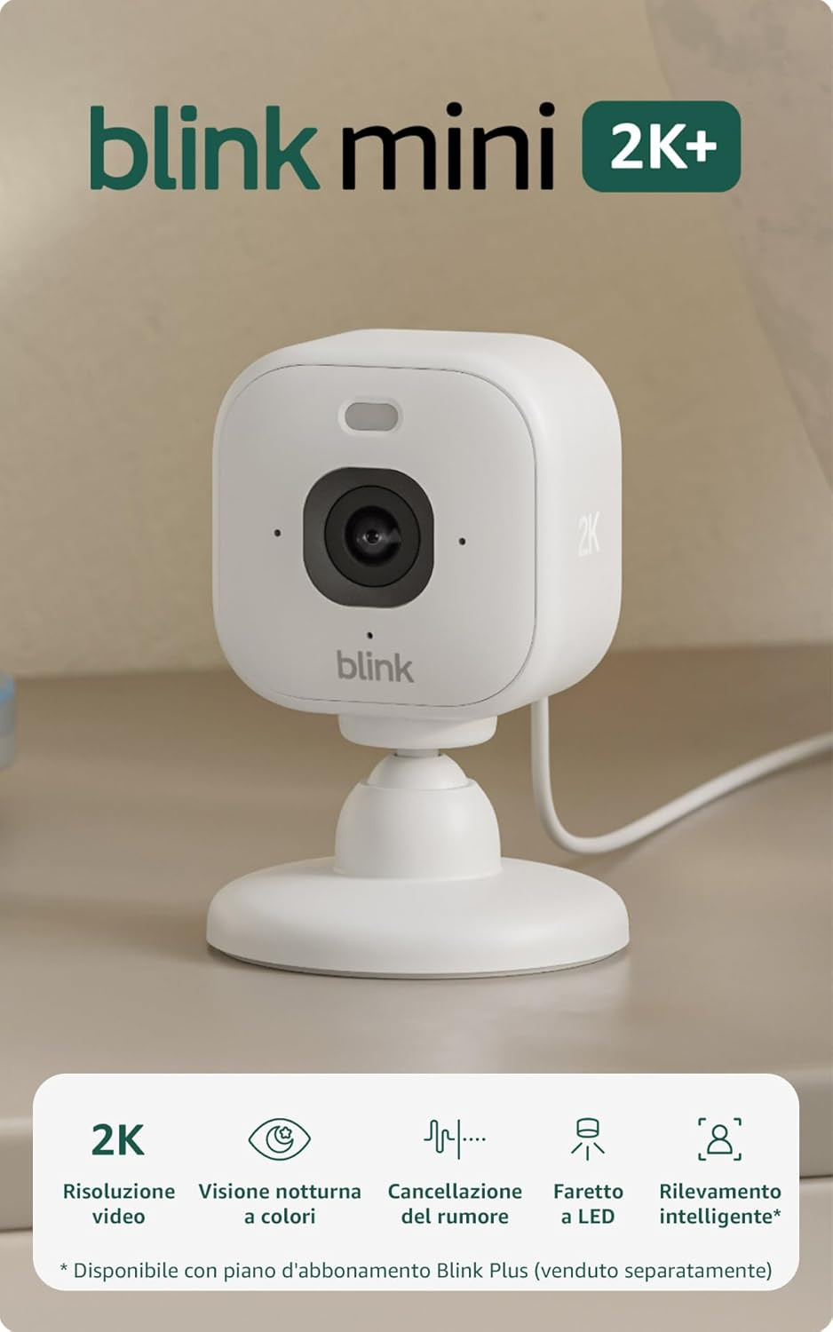 Telecamera Sorveglianza 2K Interno/Esterno Zoom 4X Visione Notturna