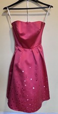 Guava Satin Strapless Sequin David's Bridal Dress Prom Bridesmaid Size 8 F13721