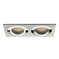 "2Er Einbaurahmen MR16/GU10 Schwenkbar \"Seidy\" 2X 80Mm Da Aluminium GebüRstet"