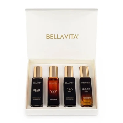 Bella Vita Luxury Men Perfume Gift Set 4x20ml | KLUB OUD CEO G.O.A.T | Premium