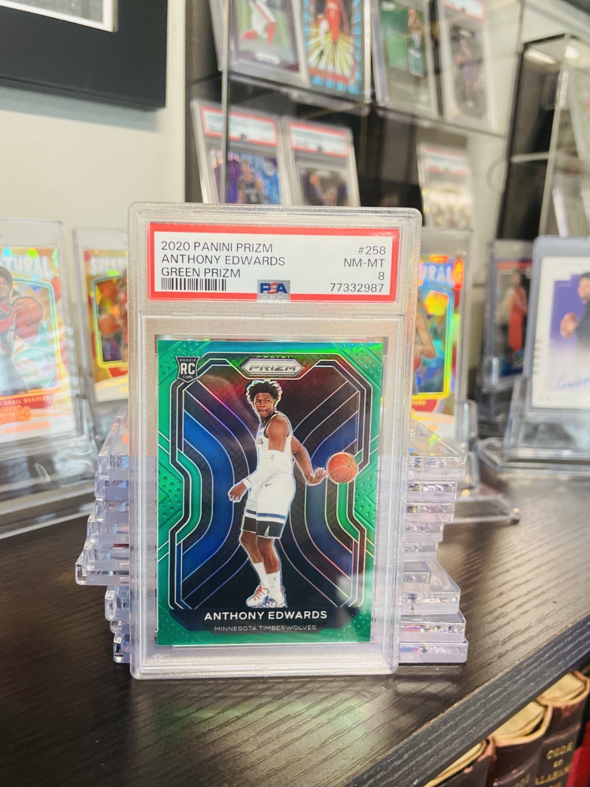 🔥 2020-21 Anthony Edwards Green Prizm 258 - PSA 8 ROOKIE (RC) Invest! MVP?📈 🔥 view 4