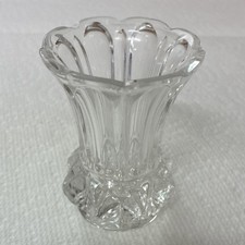 Clear Pressed Glass Decorative Vase with Floral Pattern and Glossy Finish