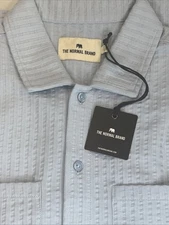The Normal Brand NEW Short Sleeve Knit Getaway Button Up Shirt Clear Sky Blue M