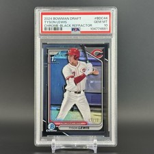 2024 Bowman Draft Tyson Lewis 1st Chrome Black Refractor /10 PSA 10 FOTL #BDC-44