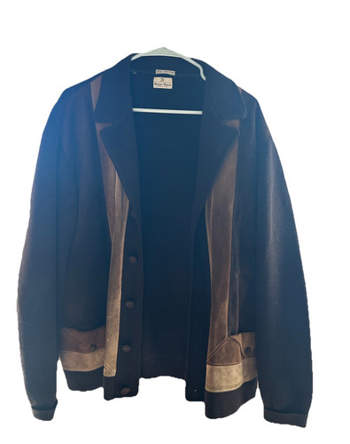 Neiman Marcus Wool Suede Sweater XL Brown Beige Made in Italy 8016 WPL