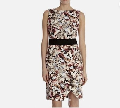 COAST Sheena Midi Dress in Floral Black UK 12 (fm248-6)