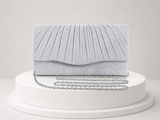Elegant Silver Clutch Purse Sparkly Beaded Evening Bag, Crystal Wedding bag