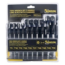 Torx Set lang 10 teilig Schraubendreher Satz T-Griff Steckschl&uuml;ssel Cr-V-Stahl